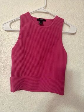 Forever 21 Hot Pink Ribbed Sleeveless Crop Tank